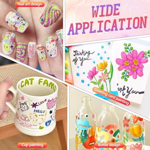 Example of detailed floral nail art design using marker pens