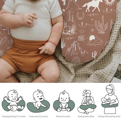 Side view of nursing pillow cover showing stretchable material