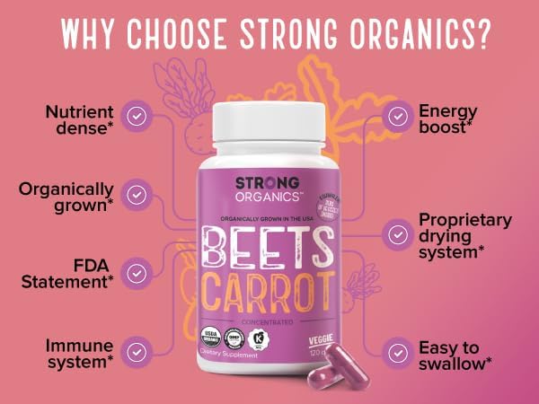 Close-up of organic beet and carrot powder capsules texture
