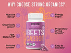 Close-up of organic beet and carrot powder capsules texture