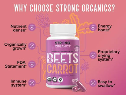 Strong Organics bottle back label with ingredients and nutrition facts