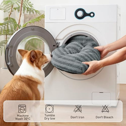 FURTIME Washable Dog Bed Large Sized Dogs, Deluxe Dog Crate Beds Comfy Fluffy Kennel Pad Anti-Slip Pet Sleeping Mat, Machine Washable Dogs Pillow, 35"x23"x3.5", Gray - Image 6