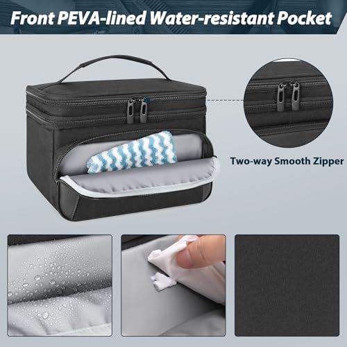 CURMIO hair cutting tools storage bag front waterproof compartment filled with shaving accessories