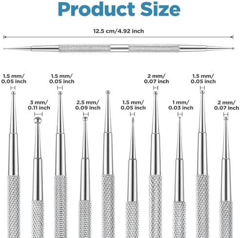 ElevateTech nail art tools with double ended ball tips