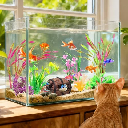 Complete premium imported aquarium landscape decoration kit showing all eight pieces layout.