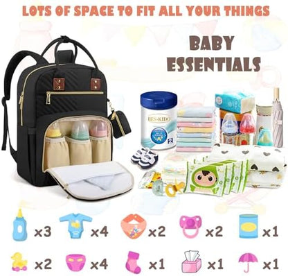 Tenot travel diaper bag open main compartment showing organized pockets.