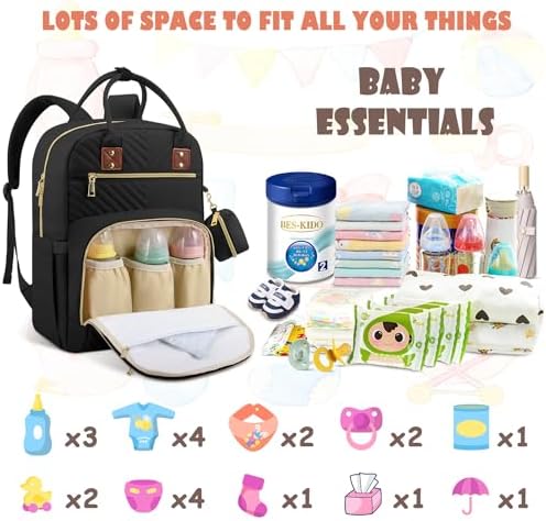 Tenot travel diaper bag open main compartment showing organized pockets.