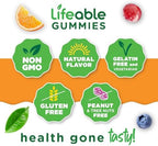 Close up of natural berry flavor chewable pectin circles from USA imported Lifeable brand