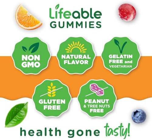 Close up of natural berry flavor chewable pectin circles from USA imported Lifeable brand