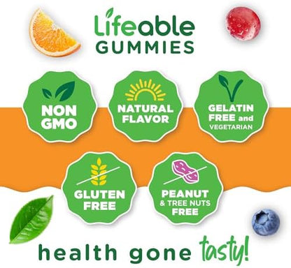 Close up of natural berry flavor chewable pectin circles from USA imported Lifeable brand