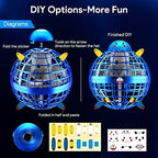 Side profile of the lightweight blue flying spinner showing the safe enclosed mesh design.