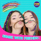 Finished creative braided hairstyle featuring vibrant temporary chalk streaks and decorative accent beads