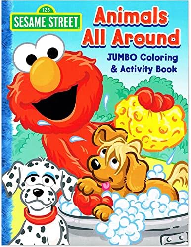 Side angle view highlighting the thickness of the ninety six page Bendon Sesame Street coloring book.