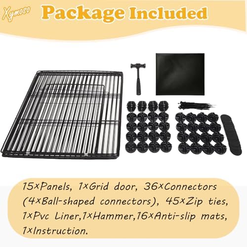 Xymoso DIY Guinea Pig Cages with Waterproof Canvas Bottom,16 Panels Small Animal Cage Pet Playpen with Door for Bunny Turtle Hedgehog,Indoor Metal Wire Yard Fence Outdoor - Image 7