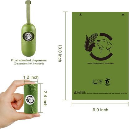 Eco friendly plant based dog waste bags roll close up