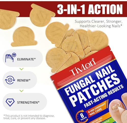 Comparison showing brittle yellowed nails and healthy restored nails after using VigorWell patches.