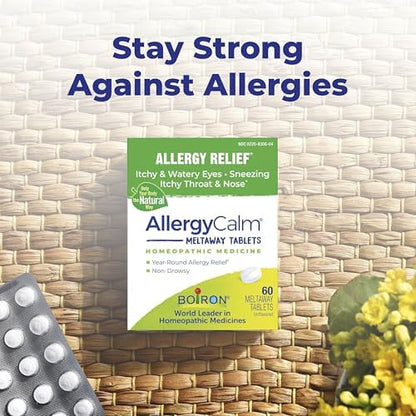 Boiron AllergyCalm non drowsy allergy relief tablets side panel details