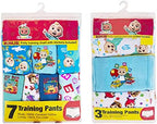 CoComelon unisex toddler training pants packaging showcasing the imported premium combed cotton quality.
