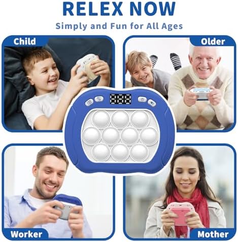 Pop Game Light Up Fidget Toy for Kids, 6 Modes LED Screen Quick Push Games Controller Electric Fidget Popper Game Bubble Road Trip Activities Car Games Birthday Gifts Toys for Kids Boys Blue - Image 6