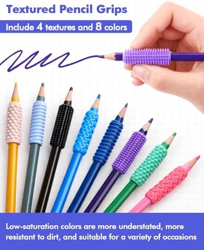 Lesong silicone fidget grips installed on standard number two wooden pencils for writing comfort