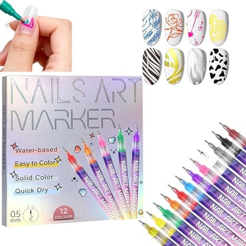 Skywork 12 colors nail art pens set front view packaging