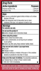 Side view of Leader Artificial Tears bottle highlighting sterile lubricant benefits