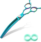 Professional Curved Thinning Shears Dog Grooming Scissors 7.5'' Rainbow Curved Thinner Scissors for Grooming Large Dogs Pet 56 Teeth Japan 440C(Curved Thinner,Rose Red) - Image 10