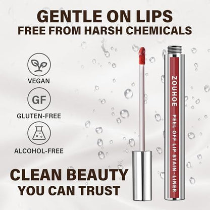 Peel Off Lip Stain Set â€“ 3 Colors Long Lasting Lip Tint, Smudge-Proof, Transfer-Proof, Kiss-Proof, Vegan Lip Makeup Gift for Her - Image 5