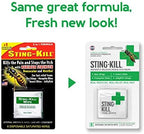 Authentic Sting-Kill imported wipes ingredient label highlighting benzocaine and menthol content.