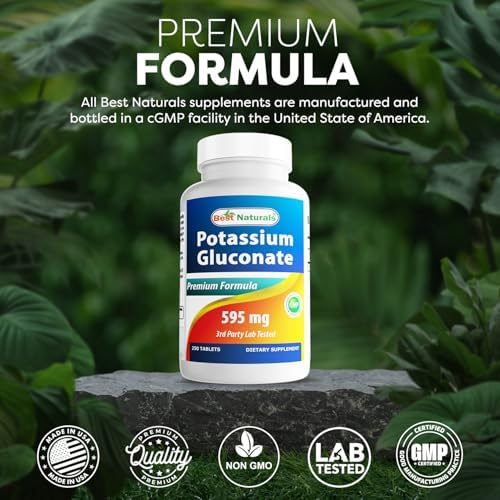 Top view of Best Naturals Potassium Gluconate bottle with cap