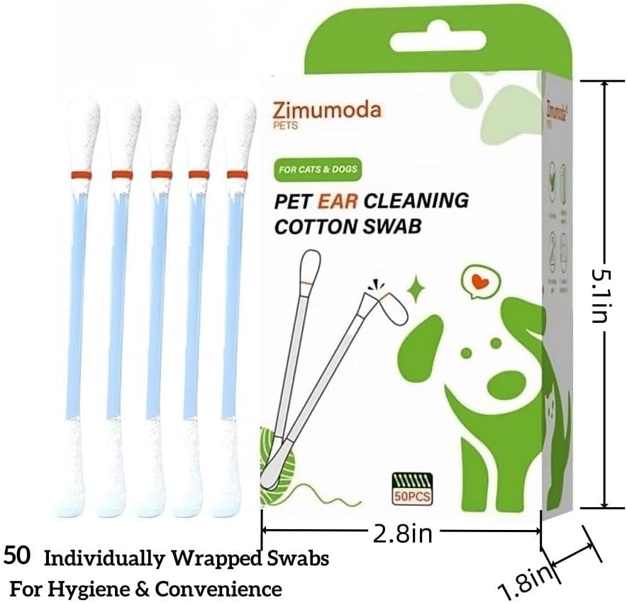 Instructions graphic for Zimumoda pet ear cleaning swabs