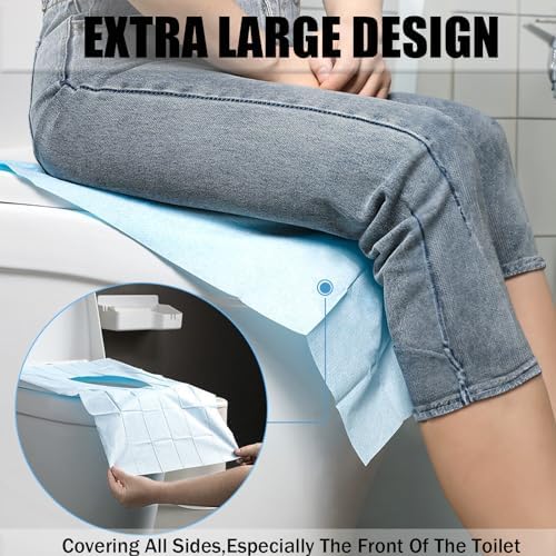 Individually wrapped portable toilet seat liners inside a compact travel pouch