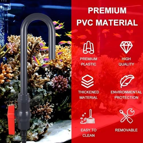 Complete aquarium water change kit package showing the 14-inch siphon hose hook.