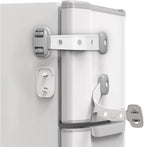 Sequhitku child proof fridge safety lock front view on white refrigerator door