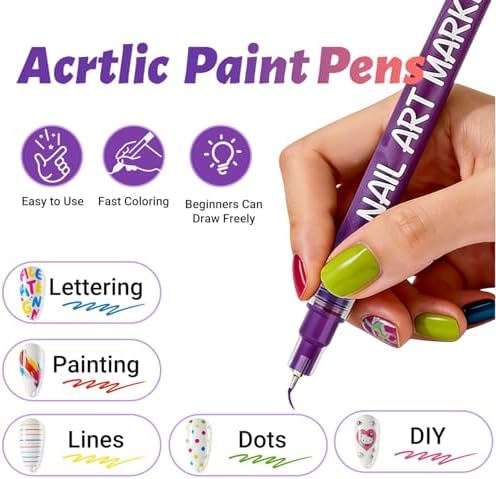 Assorted vibrant shades in 12 piece nail paint pen kit