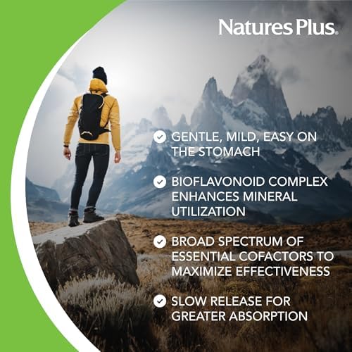NaturesPlus Hema-Plex 30 vegetarian slow release tablets packaging highlighting non-GMO and gluten-free certifications.