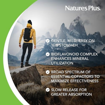 NaturesPlus Hema-Plex 30 vegetarian slow release tablets packaging highlighting non-GMO and gluten-free certifications.