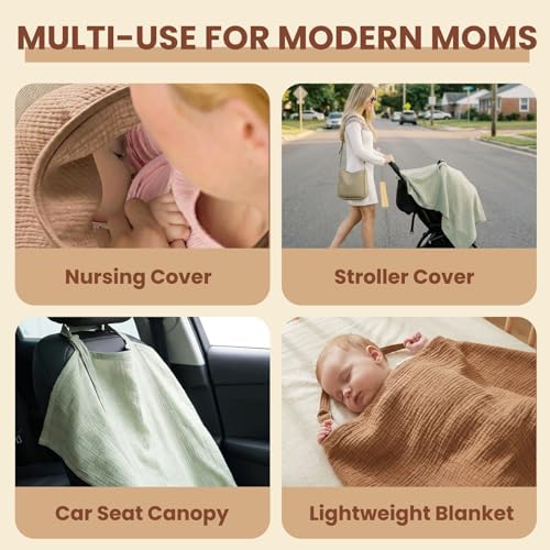 Three pack nursing cover set in neutral earth tones