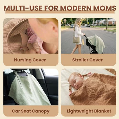 Three pack nursing cover set in neutral earth tones