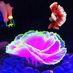 Besimple artificial fish tank plant displayed with glowing effect under blue actinic lighting.