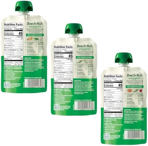 Variety pack of 18 Beech-Nut baby food pouches for infants