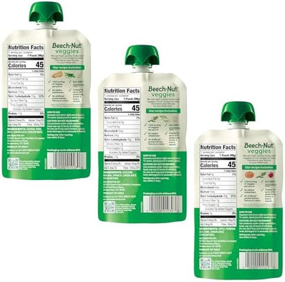 Variety pack of 18 Beech-Nut baby food pouches for infants