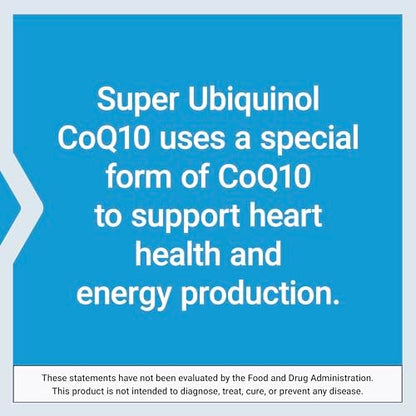 Side view of Life Extension Super Ubiquinol CoQ10 supplement facts and dosage instructions