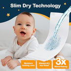 Inspire Dimples baby diaper doubler showing slim dry technology.