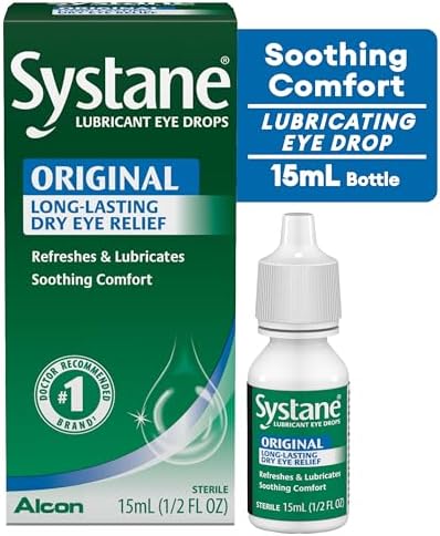Side view of Systane eye drops packaging showing original formula details.