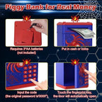 Top angle view of the spider theme electronic coin bank showing the manual coin insertion slot.