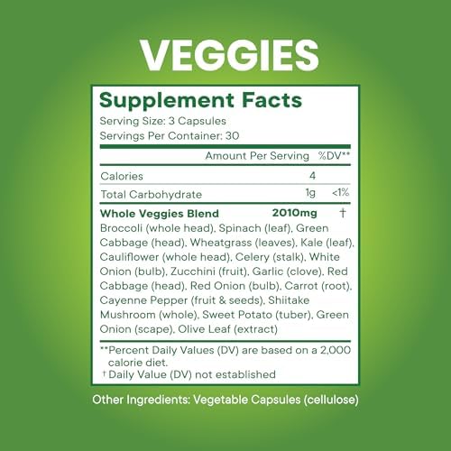 Superfood MD Veggies Supplement ingredient list panel