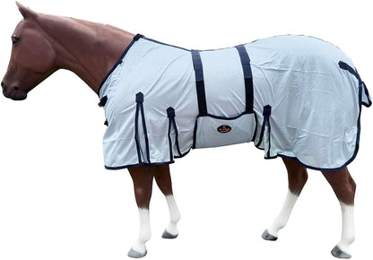HILASON Horse Fly Sheet white and black mesh turnout blanket front view