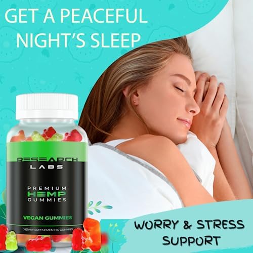 Premium hemp gummies by Research Labs highlighting Omega 3 6 and 9