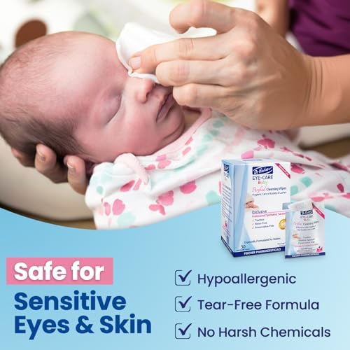 Hypoallergenic and rinse free toddler eyelash cleansing towelettes 30 count pack